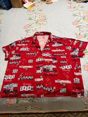 Celebrate Patriotic Girls Pajama Top PreOwned Route 66 Motif Size (12-14) Large